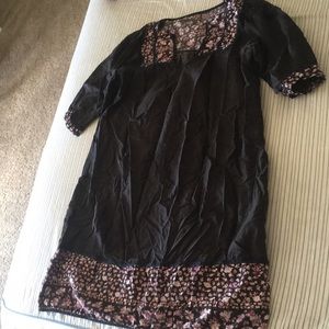 Print black cotton dress